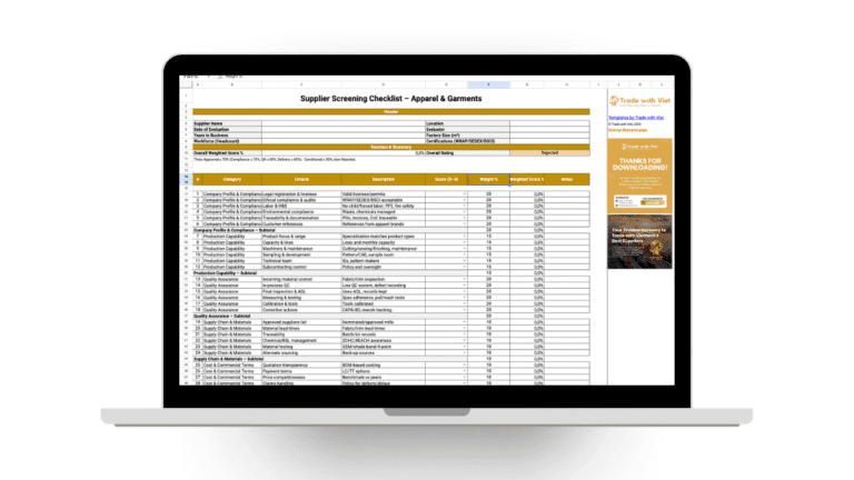Supplier Screening Checklist Template