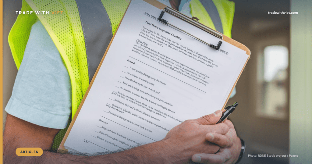 Quality inspector with an audit checklist at a factory