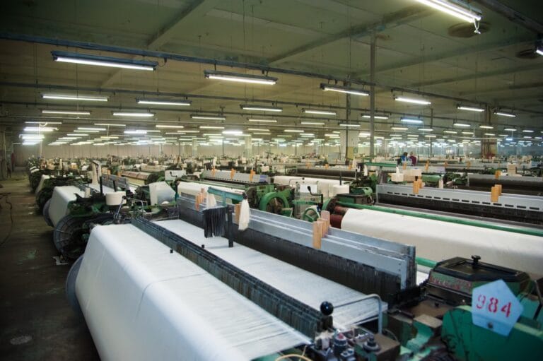 Vietnam textile factory, weaving looms production line