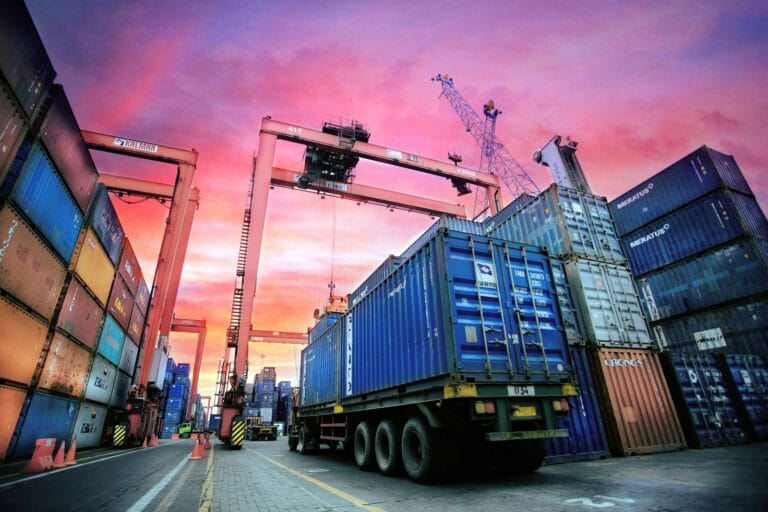 Aerial view of a container port, Vietnam export trade